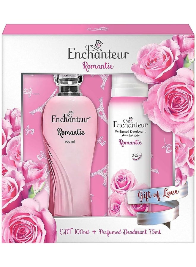 Enchanteur Giftpack Romantic EDT 100ml + Perfumed Deodorant 75ml | Long Lasting Fragrance | Perfect For Gifting Or Personal Use - Image 1
